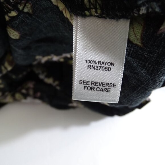 Cato Black Floral Tie Front Blouse Women Size XL Long Sleeve Casual Work - Picture 5 of 10